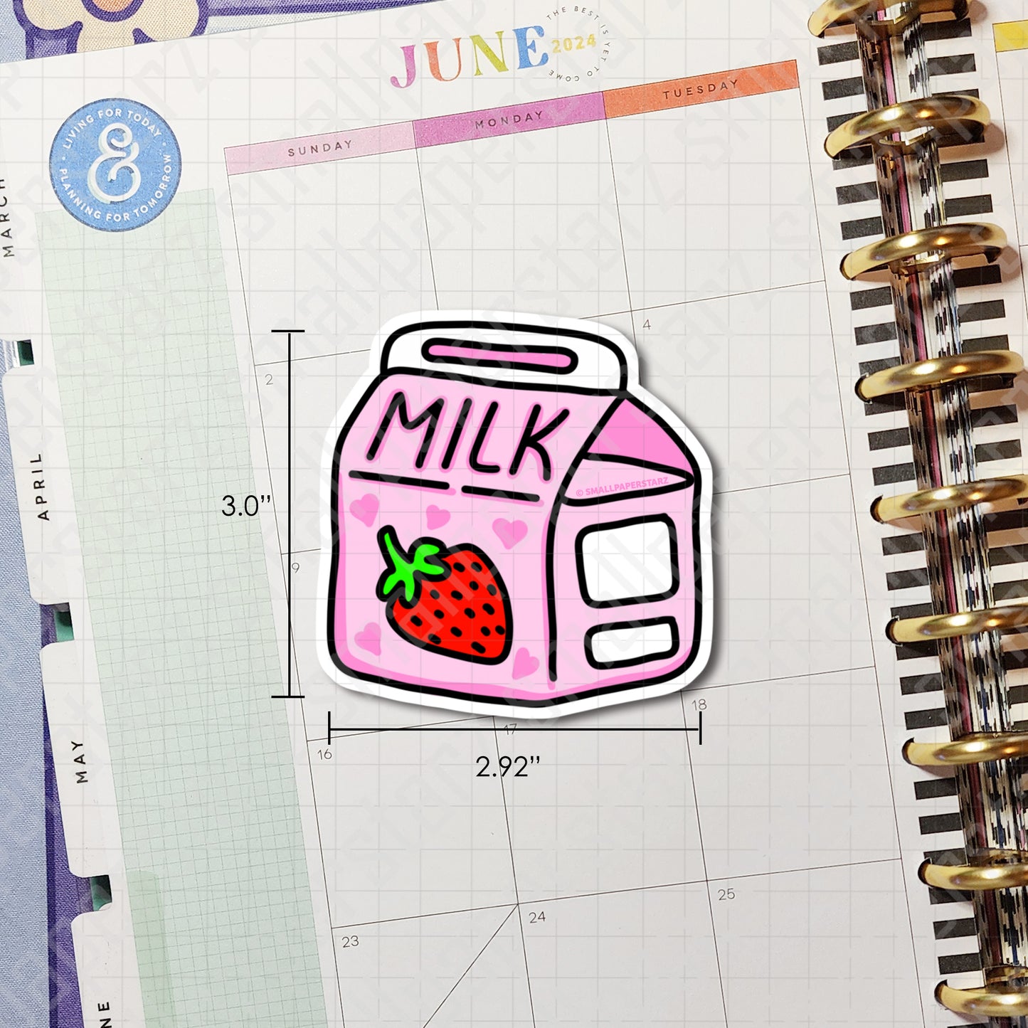 F021 - Strawberry Milk Water Resistant Vinyl Die Cut Sticker