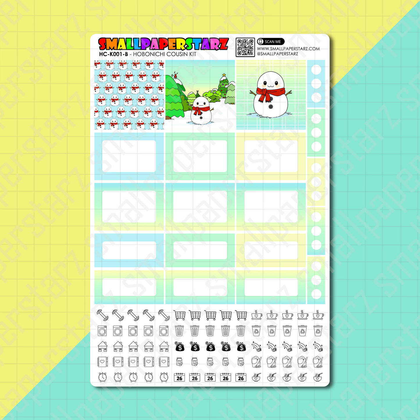 HC-K001 - Snowman's Wonderland Hobonichi Cousin Planner Sticker Kit