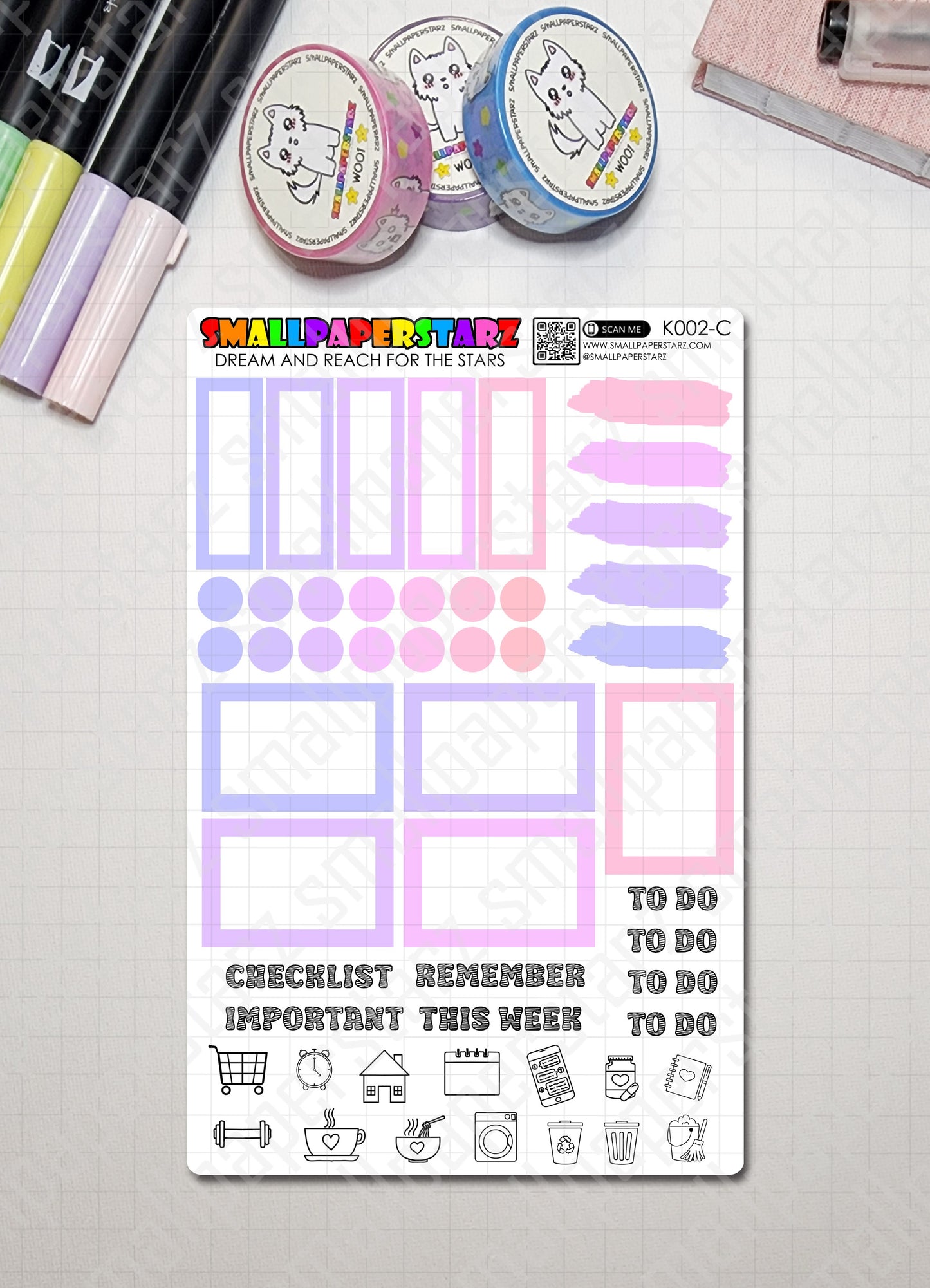 K002 - Lovely Bees Vertical Planner Kit Sticker Sheets