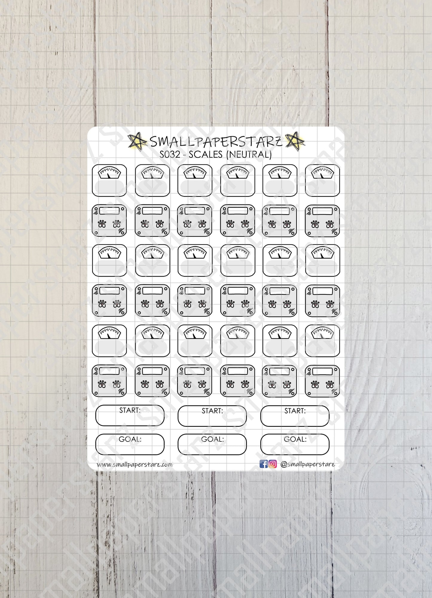 S032 - Scales / Weigh-in (Neutral) Sticker Sheet