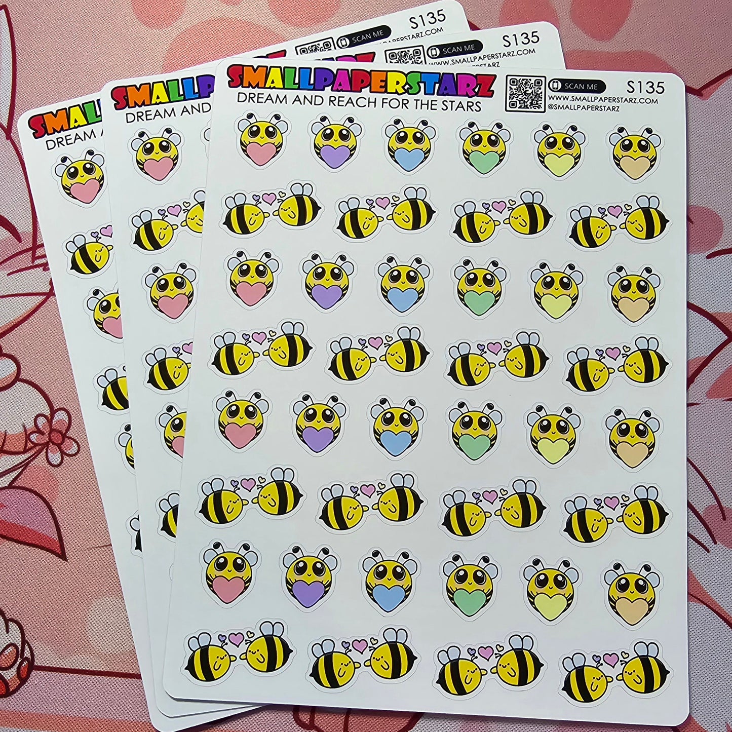 S135 - BEE My Love / Lovely Bees / Valentine Sticker Sheet