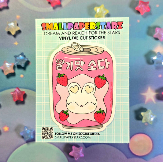 F056 - Korean Strawberry Soda Pop Lola Bunny Waterproof Vinyl Die Cut Sticker