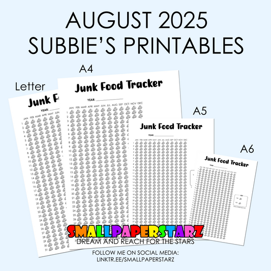 Happy Starz Digital Downloads: Junk Food Tracker Printable