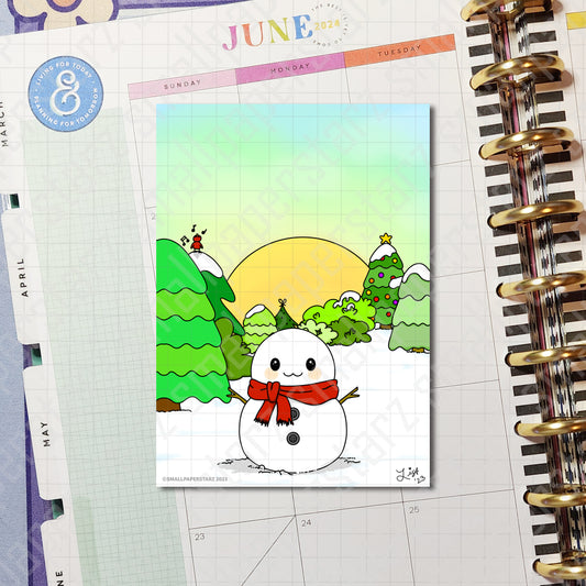 A015 - Winter Snowman 5 x 7 in. Signed Art Print