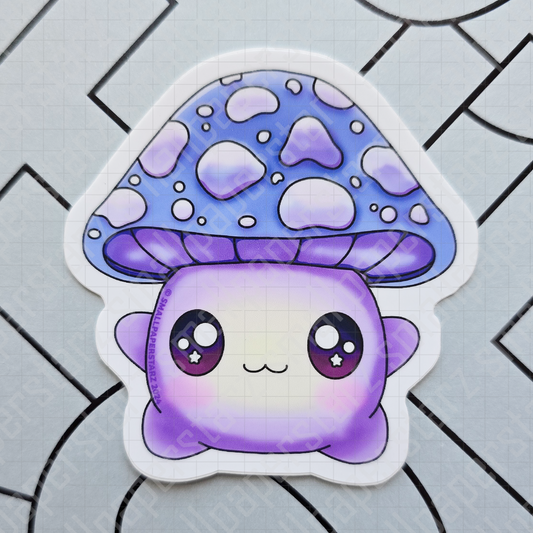 F048 - Cute Floating Mushroom / Mushie Waterproof Vinyl Die Cut Sticker