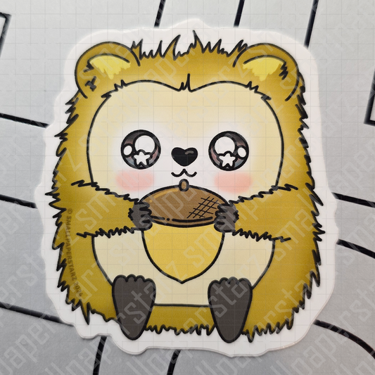 F049 - Cute Autumn Hedgehog Waterproof Vinyl Die Cut Sticker