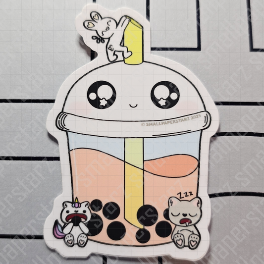 F052 - Boba Time SMALLPAPERSTARZ Waterproof Vinyl Die Cut Sticker