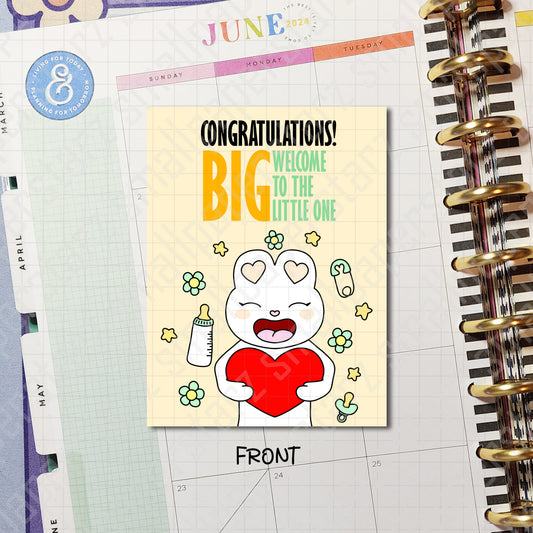 G032 - Congratulations! BIG Welcome To The Little One / New Baby Blank Greeting Card