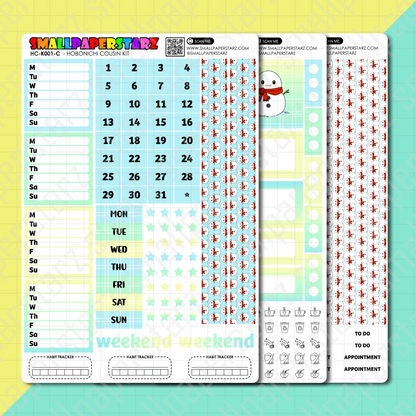 HC-K001 - Snowman's Wonderland Hobonichi Cousin Planner Sticker Kit