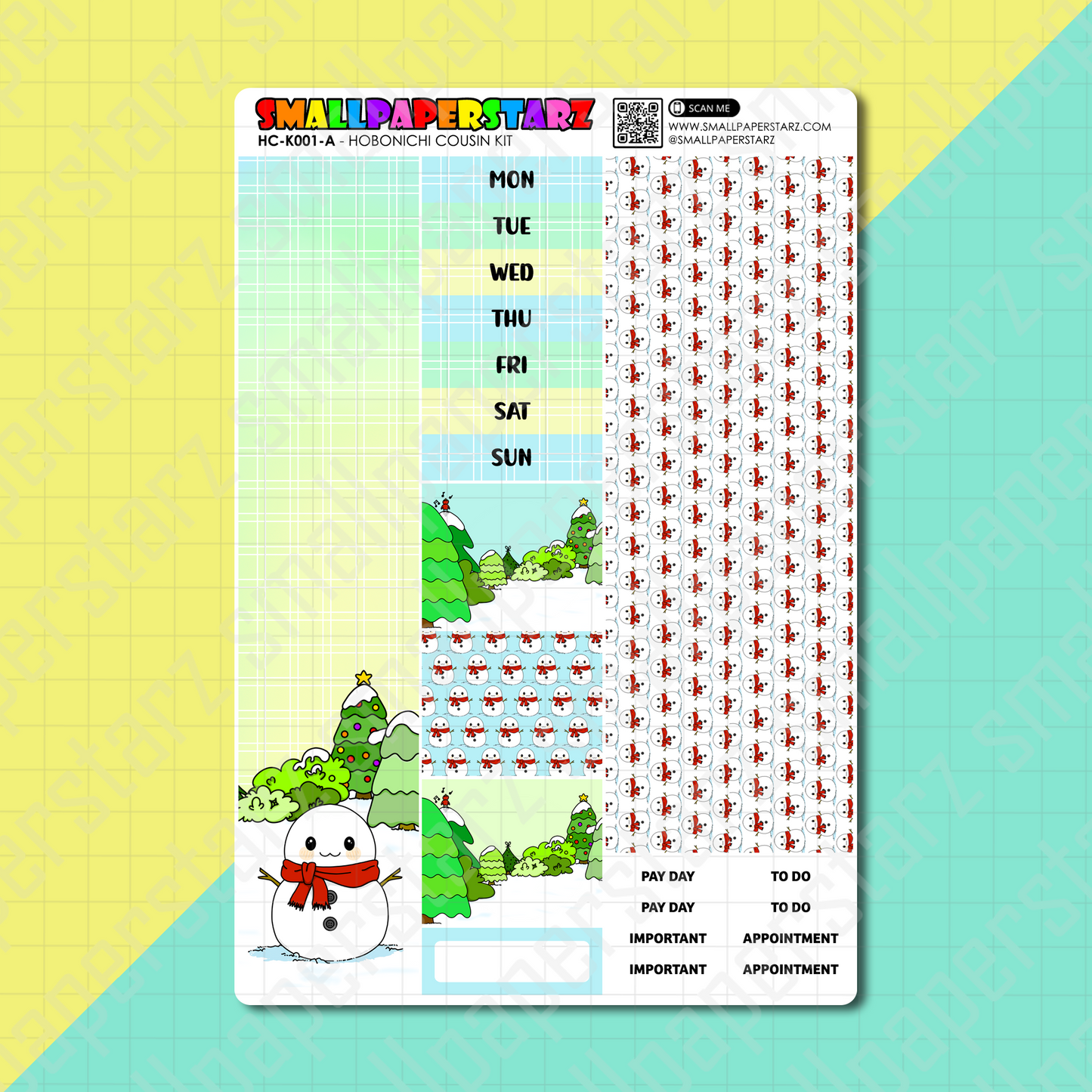 HC-K001 - Snowman's Wonderland Hobonichi Cousin Planner Sticker Kit