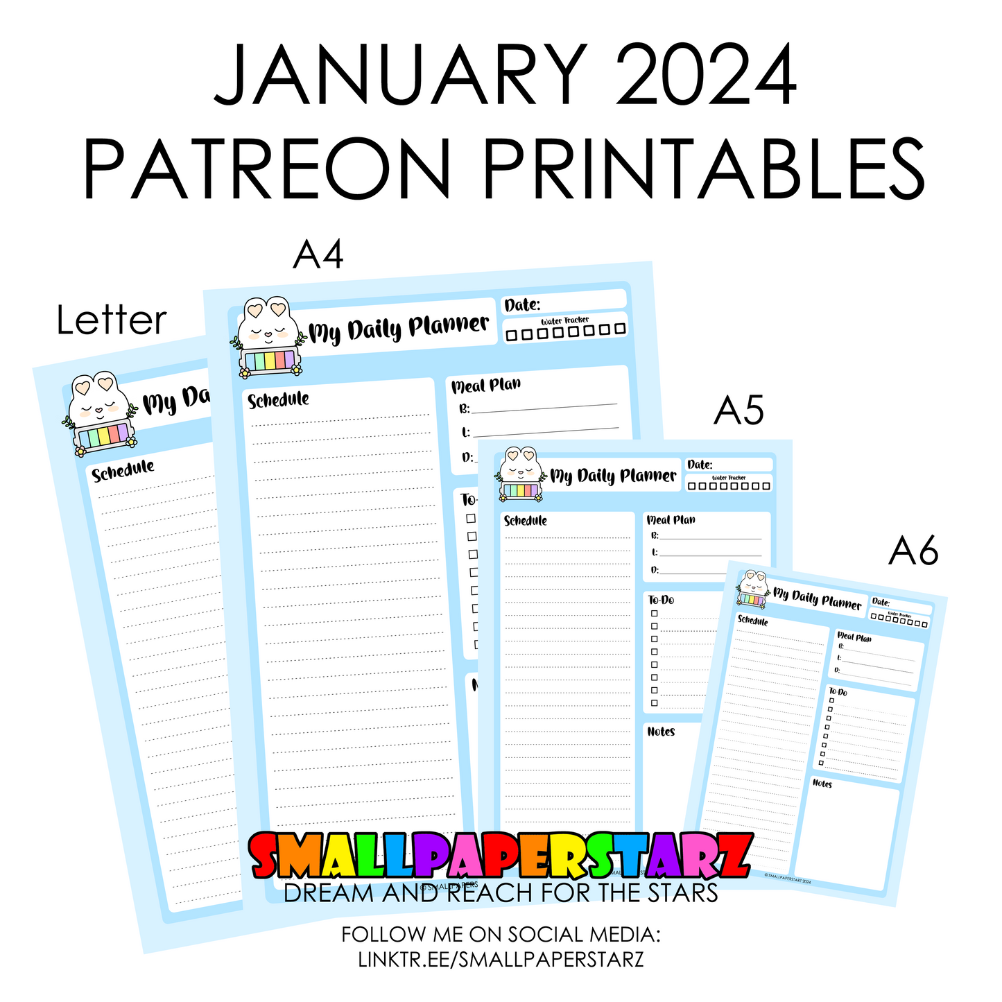 Patreon Digital Downloads: January 2024 Planner Printable