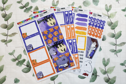 K004 - Spooky Night Standard Vertical Planner Kit Sticker Sheets