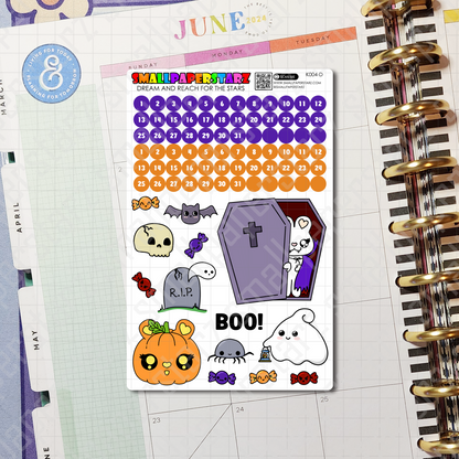 K004 - Spooky Night Standard Vertical Planner Kit Sticker Sheets