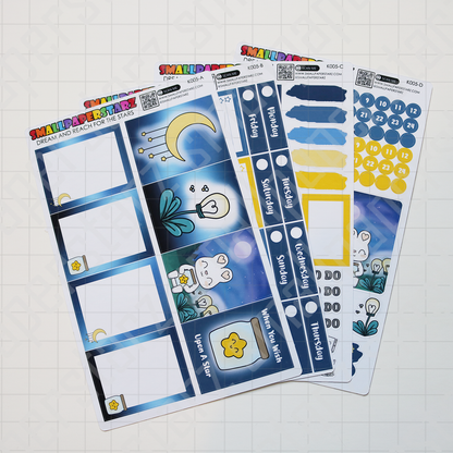 K005 - Starry Night Standard Vertical Planner Kit Sticker Sheets