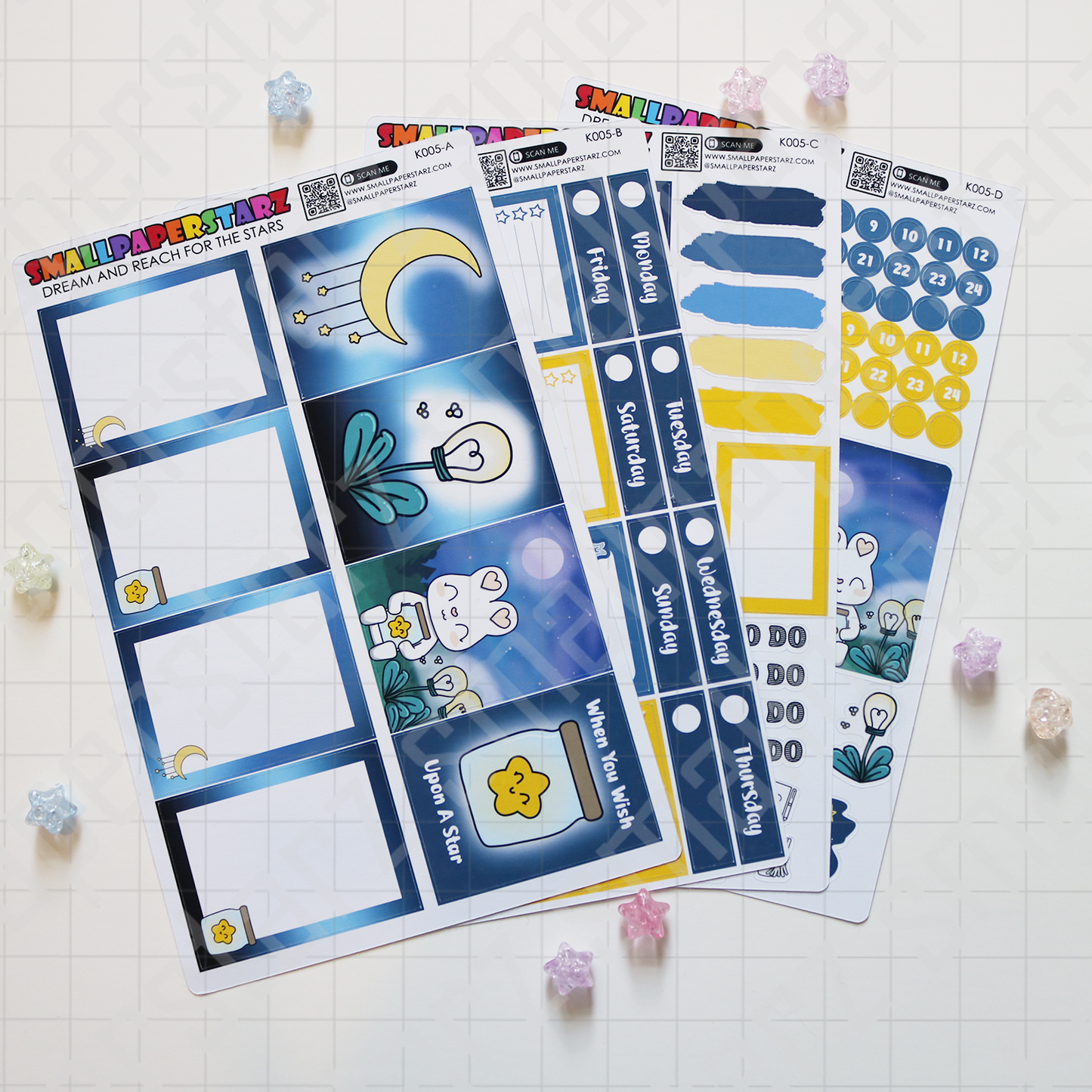 K005 - Starry Night Standard Vertical Planner Kit Sticker Sheets