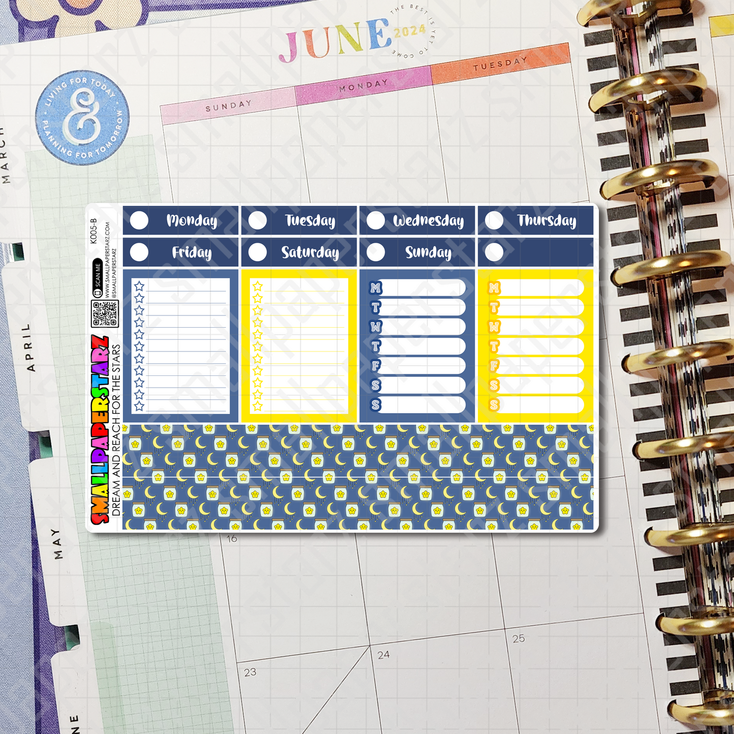 K005 - Starry Night Standard Vertical Planner Kit Sticker Sheets