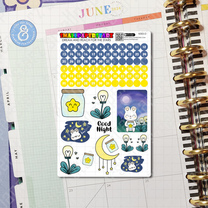 K005 - Starry Night Standard Vertical Planner Kit Sticker Sheets