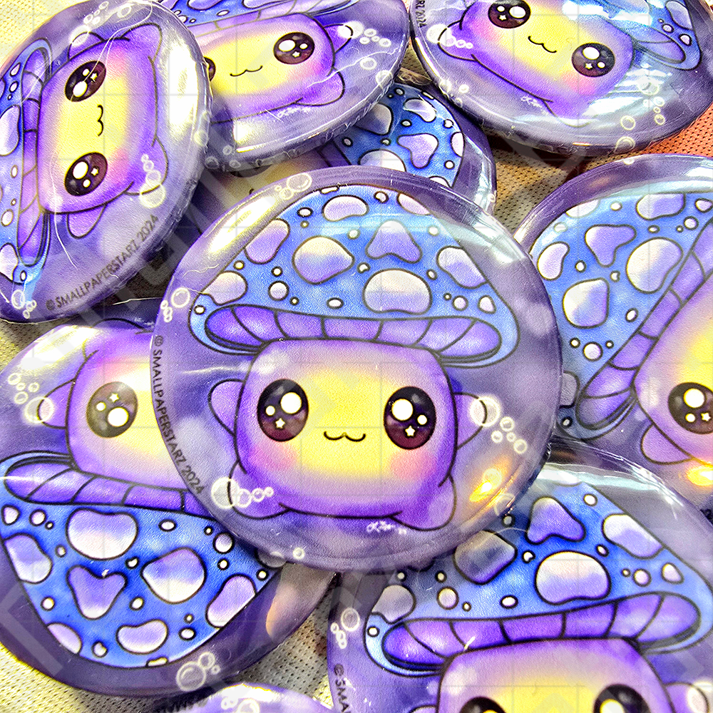 L028 - Space Mushie/Mushroom Pinback Button / Badge