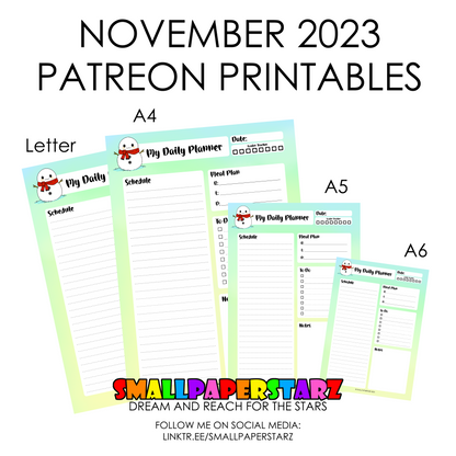 November 2023 Patreon Planner Printables