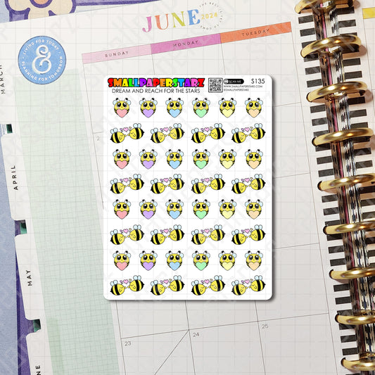 S135 - BEE My Love / Lovely Bees / Valentine Sticker Sheet