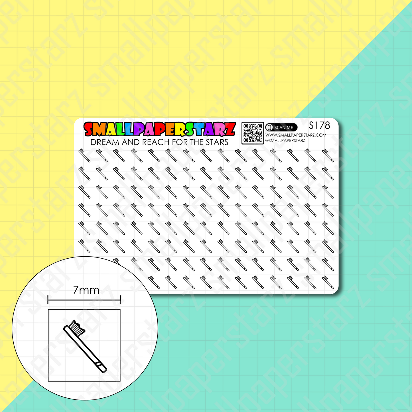 S178 - Toothbrush / Dental Hygiene Mini Icons Sticker Sheet