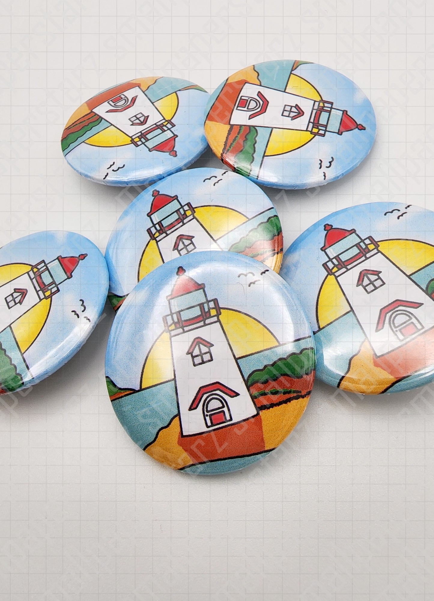 L011 - Lighthouse Island Life Pinback Button / Badge