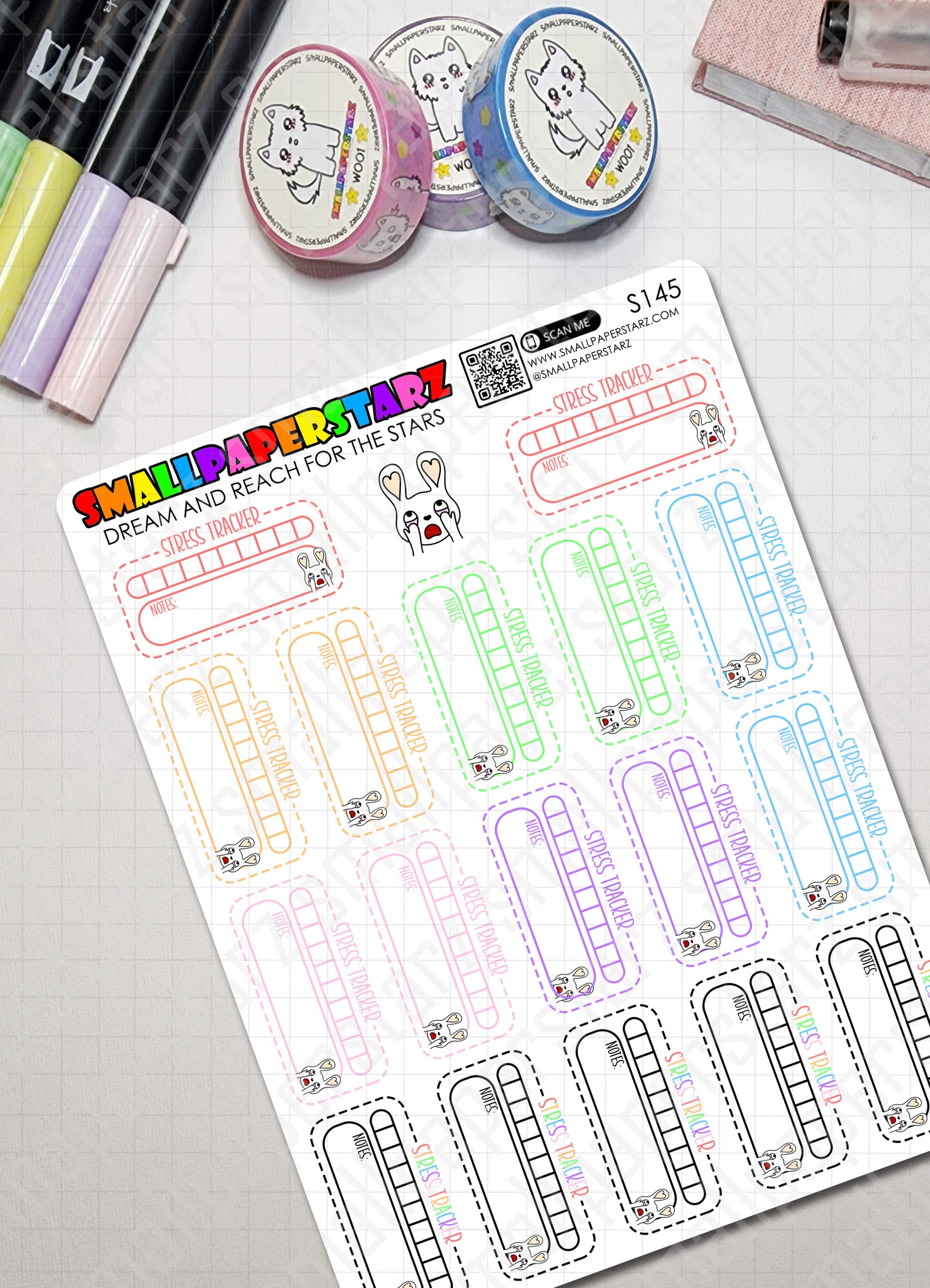S145 - Stress Tracker Rainbow Planner Bullet Journal Bujo Stickers –  SMALLPAPERSTARZ