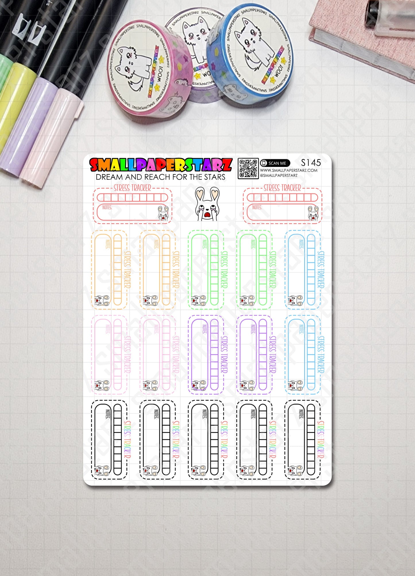 S145 - Stress Tracker Rainbow Sticker Sheet