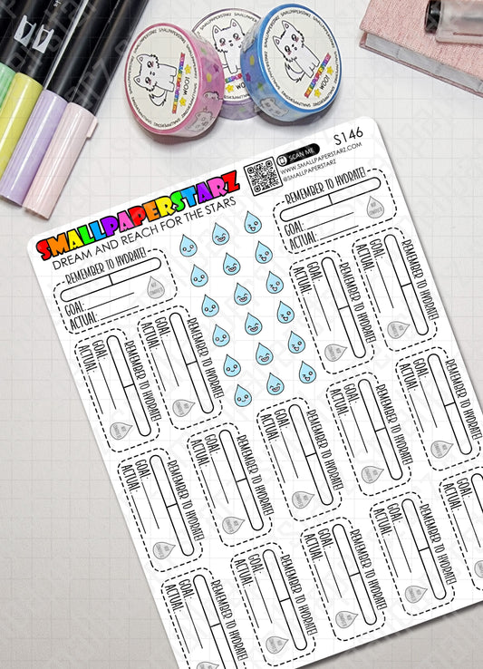 S146 - Water / Hydration Tracker Sticker Sheet