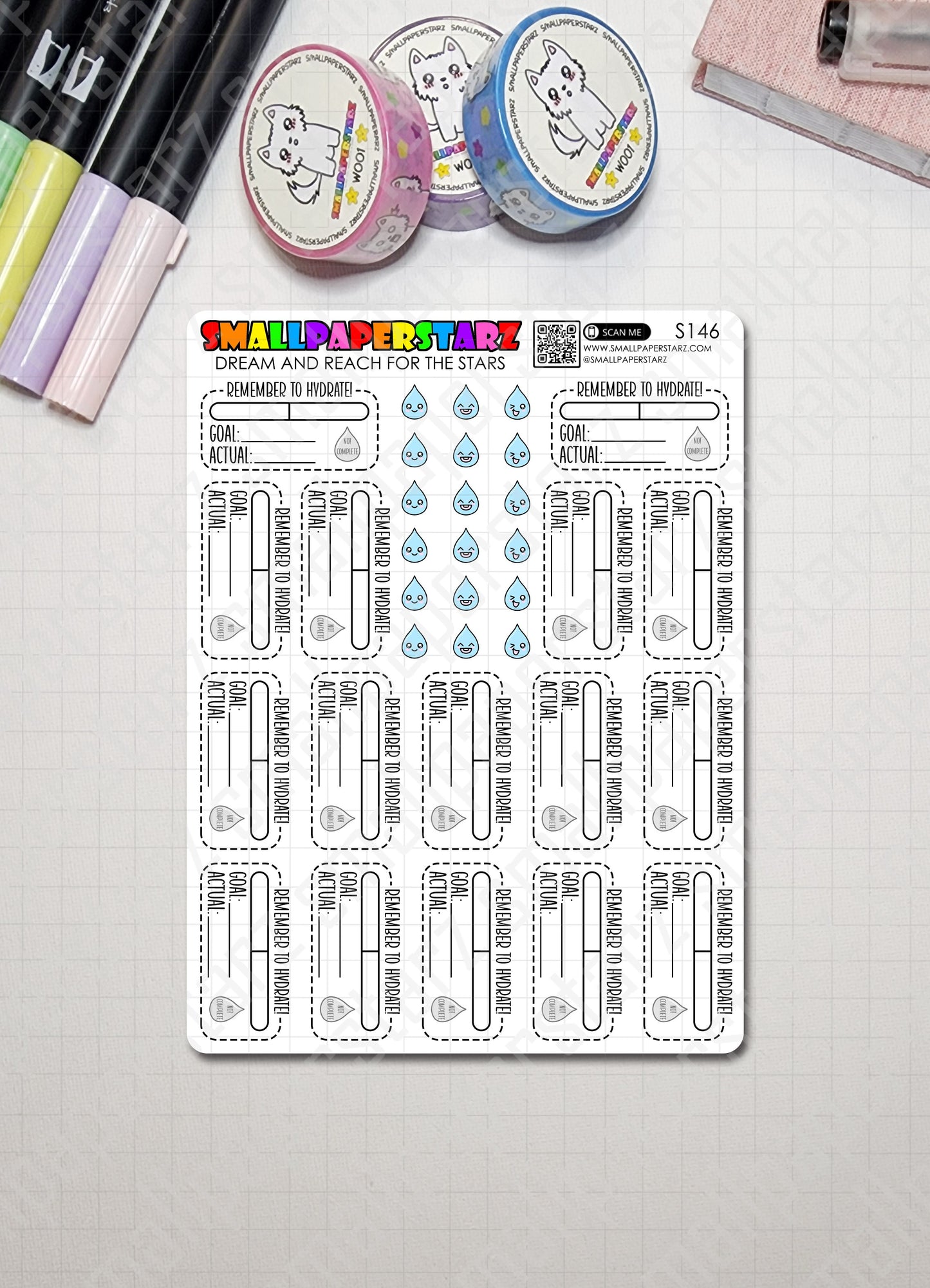 S146 - Water / Hydration Tracker Sticker Sheet