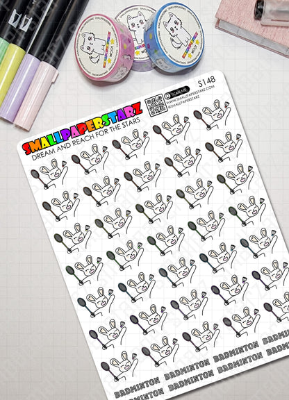 S148 - Badminton Playing Lola Bunny Sticker Sheet