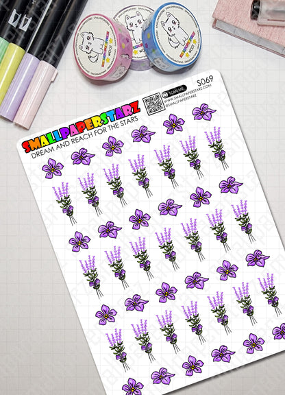 S069 - Lavender Flower Deco Sticker Sheet