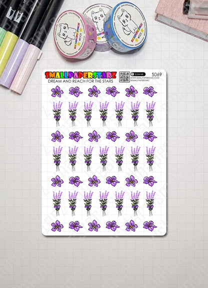 S069 - Lavender Flower Deco Sticker Sheet