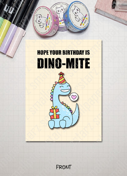 G019 - Dino-mite Birthday Blank Greeting Card