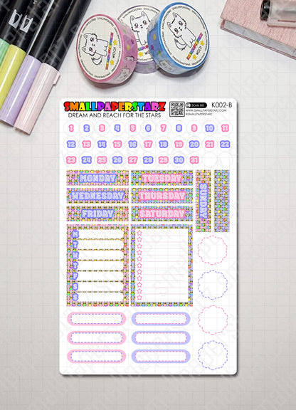 K002 - Lovely Bees Vertical Planner Kit Sticker Sheets