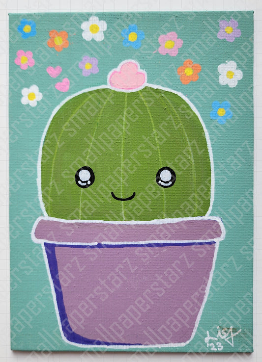 D004 - Cactus Cutie 5x7 Canvas Painting