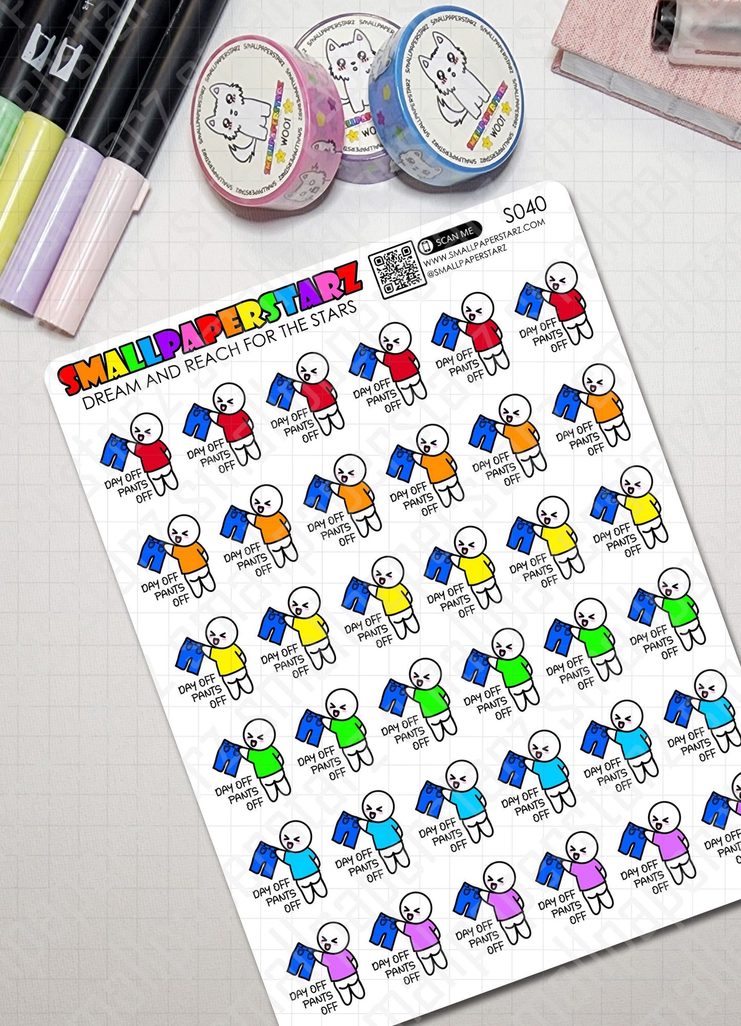 S040 - Day Off, Pants Off! Sticker Sheet