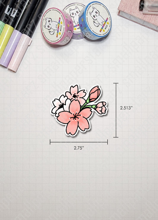 F024 - Cherry Blossom / Sakura / Flower Water Resistant Vinyl Die Cuts Sticker Flakes