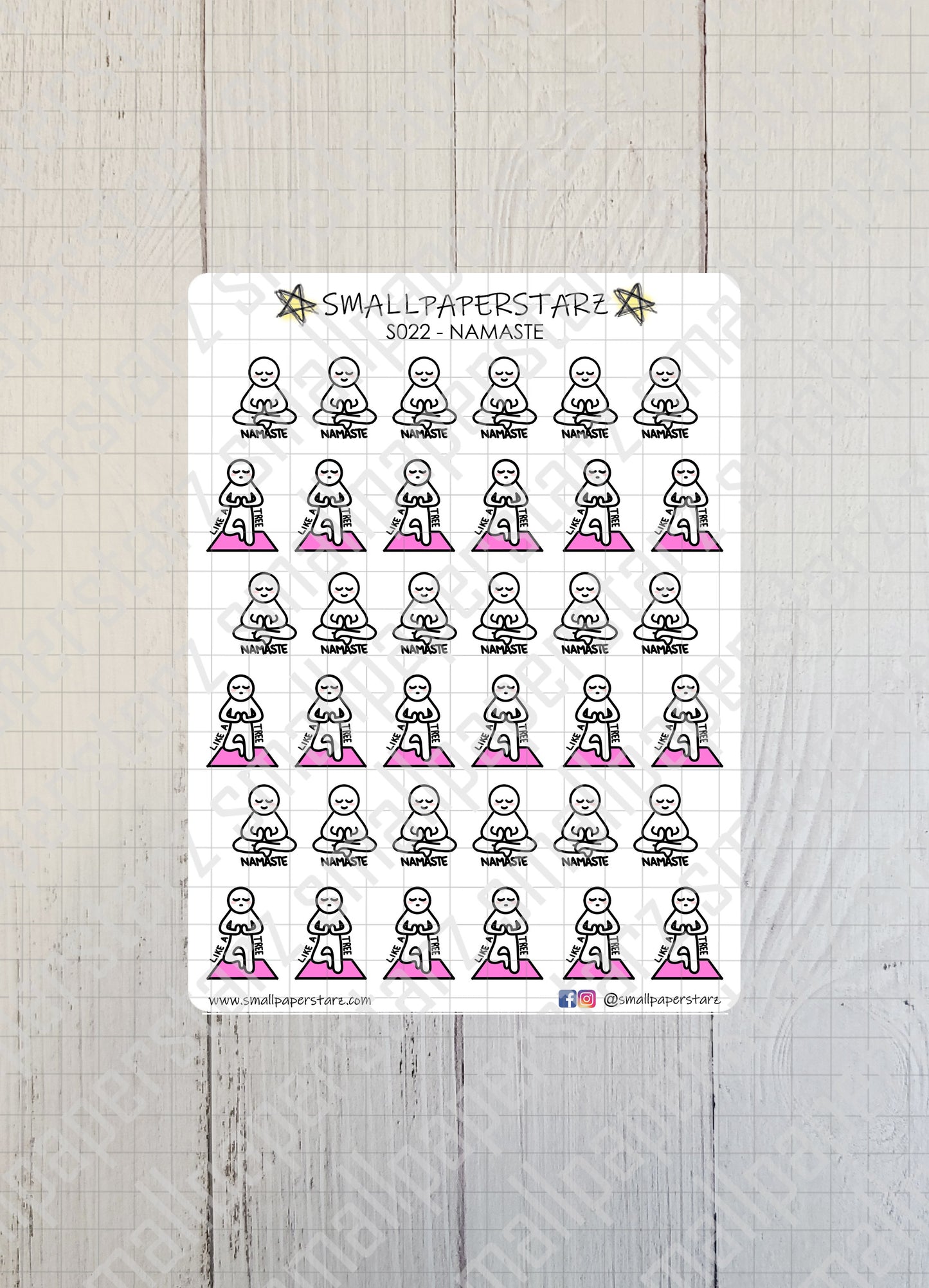 S022 - Namaste / Yoga Exercise Sticker Sheet