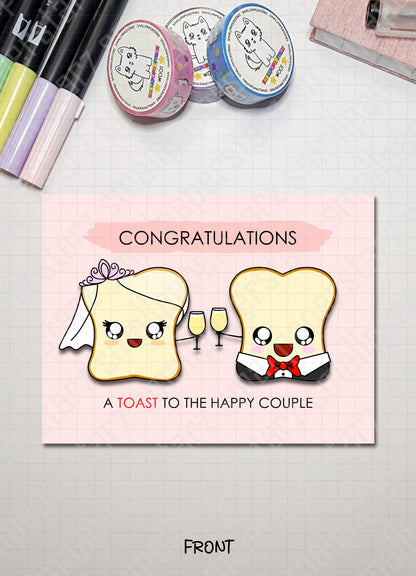 G029 - A Toast To The Happy Couple (Bride & Groom) Punny Blank Greeting Card