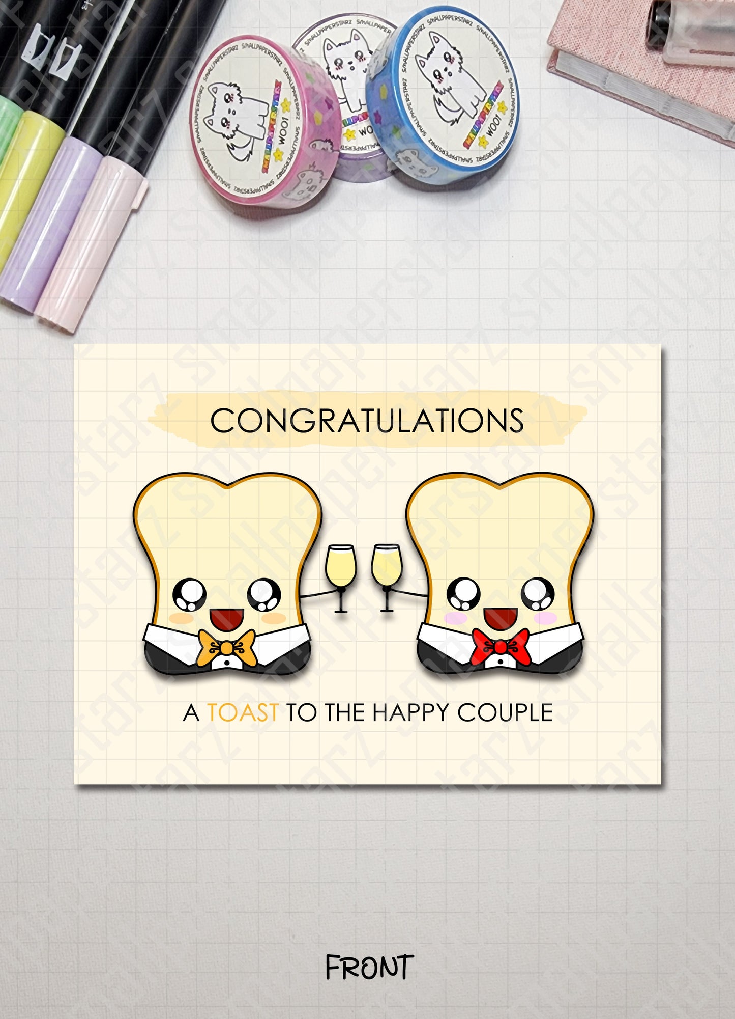 G030 - A Toast To The Happy Couple (Groom & Groom) Punny Blank Greeting Card