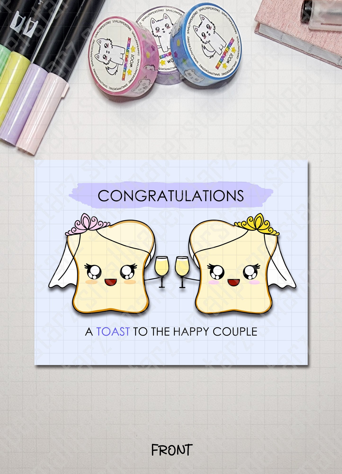 G031 - A Toast To The Happy Couple (Bride & Bride) Punny Blank Greeting Card