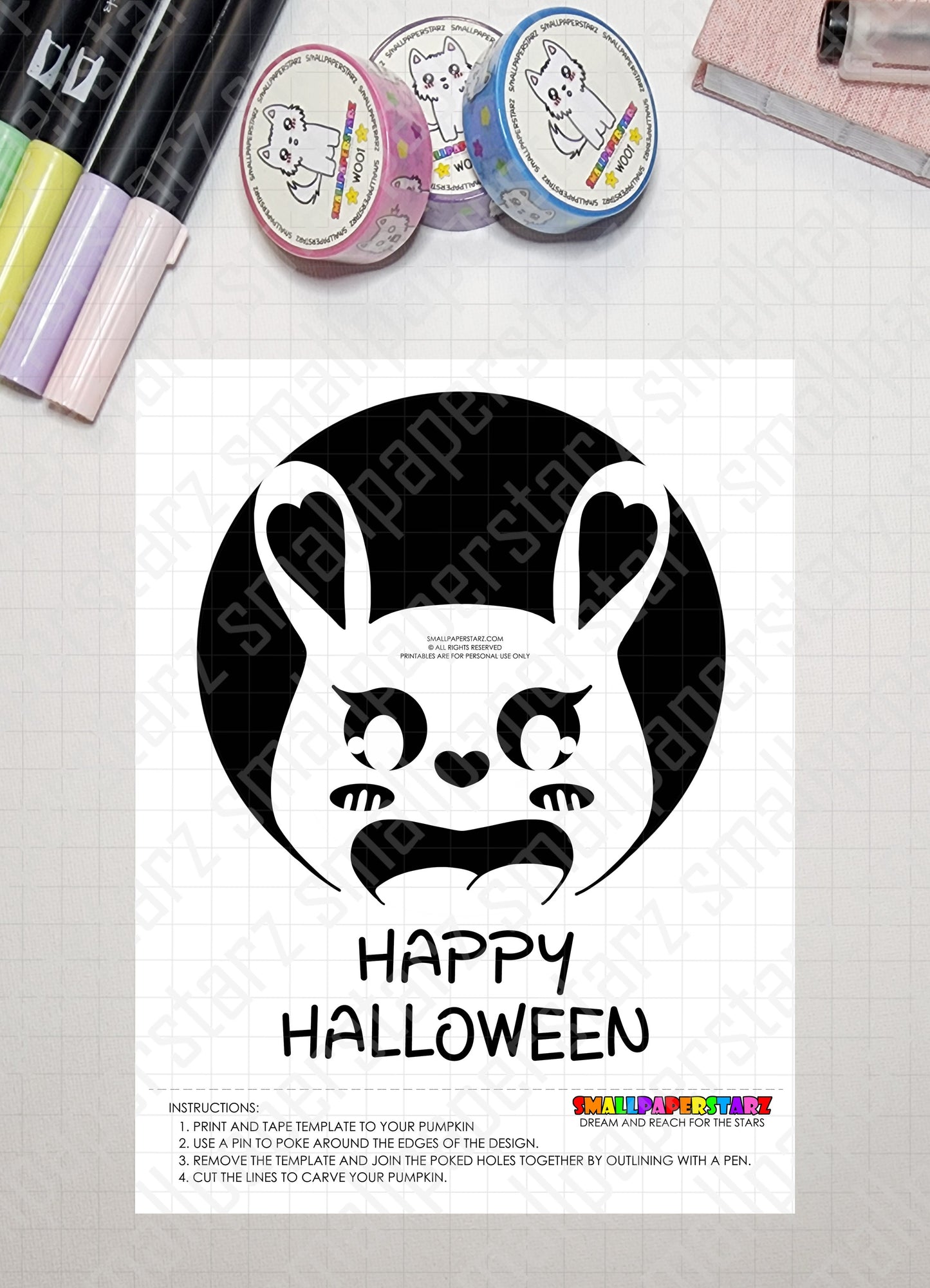 PP001 - Lola Bunny Halloween Pumpkin Carving Jack-o-lantern Stencil Printable