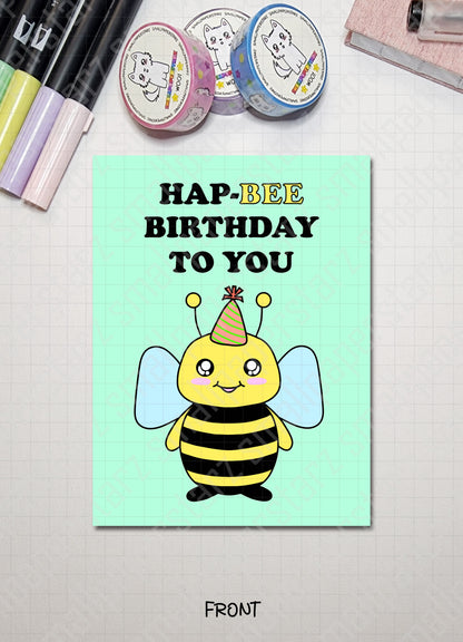 G010 - Hap-BEE Birthday To You Blank Greeting Card