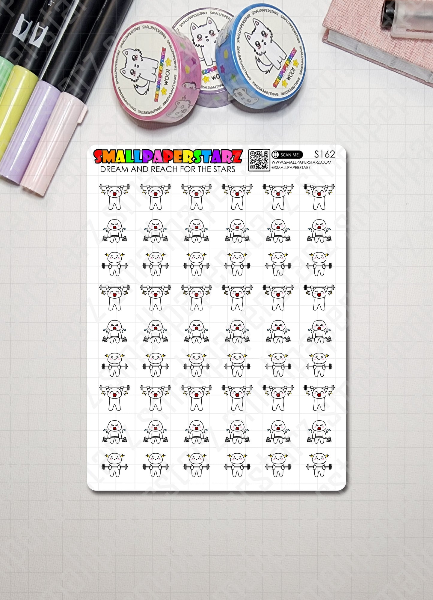 S162 - Weightlift / Powerlift / Workout / Exercise Mini-Me Sticker Sheet