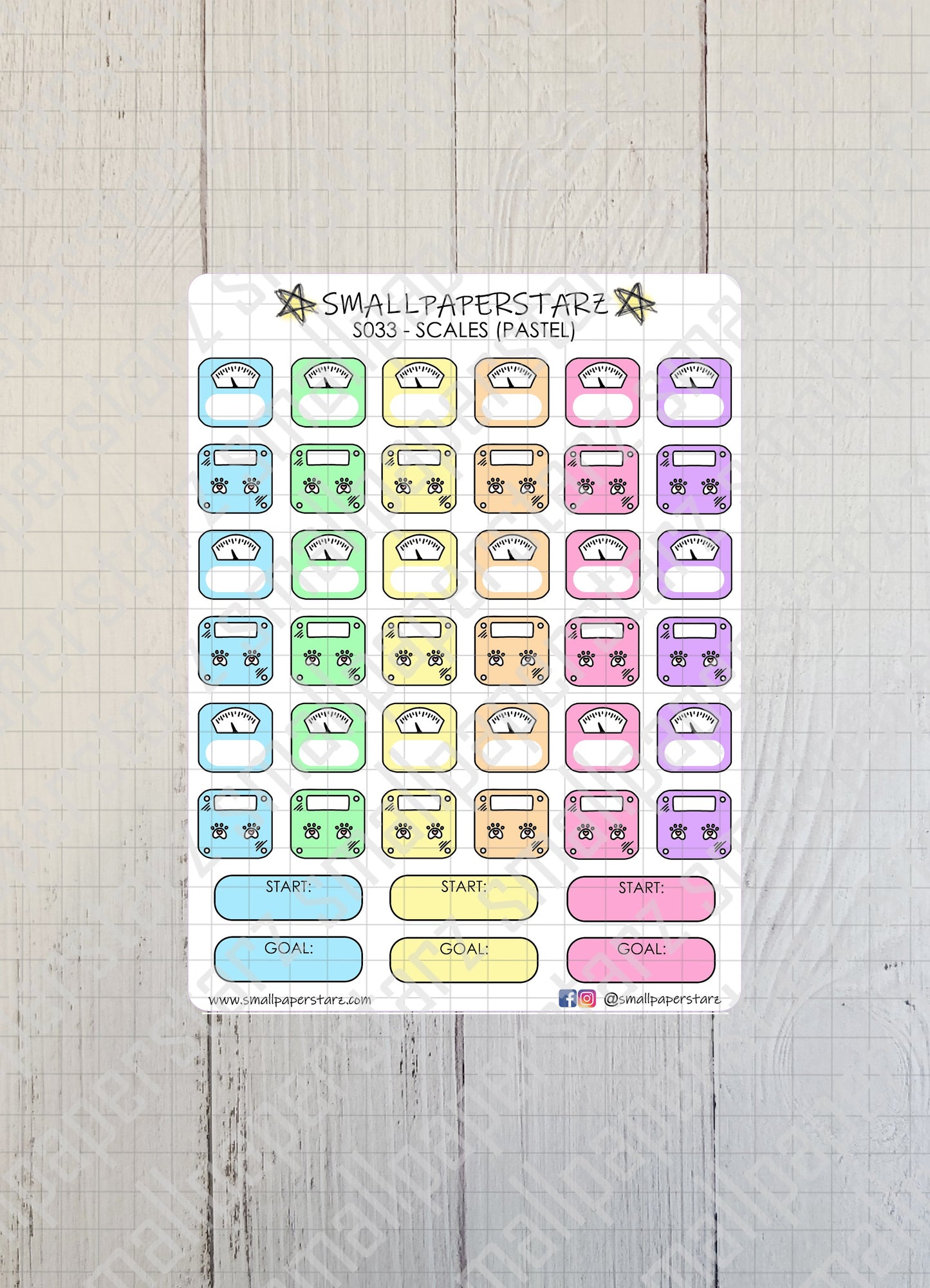 S033 - Scales / Weigh-in (Pastel) Sticker Sheet