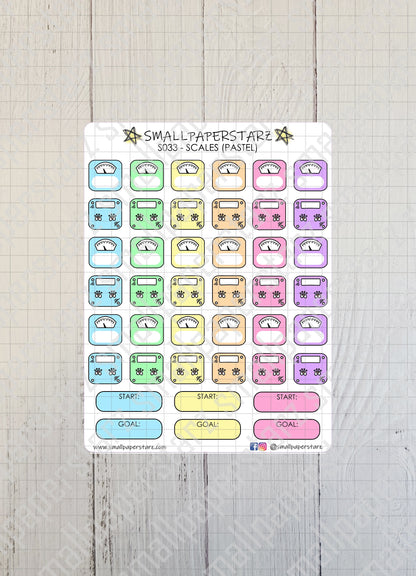 S033 - Scales / Weigh-in (Pastel) Sticker Sheet