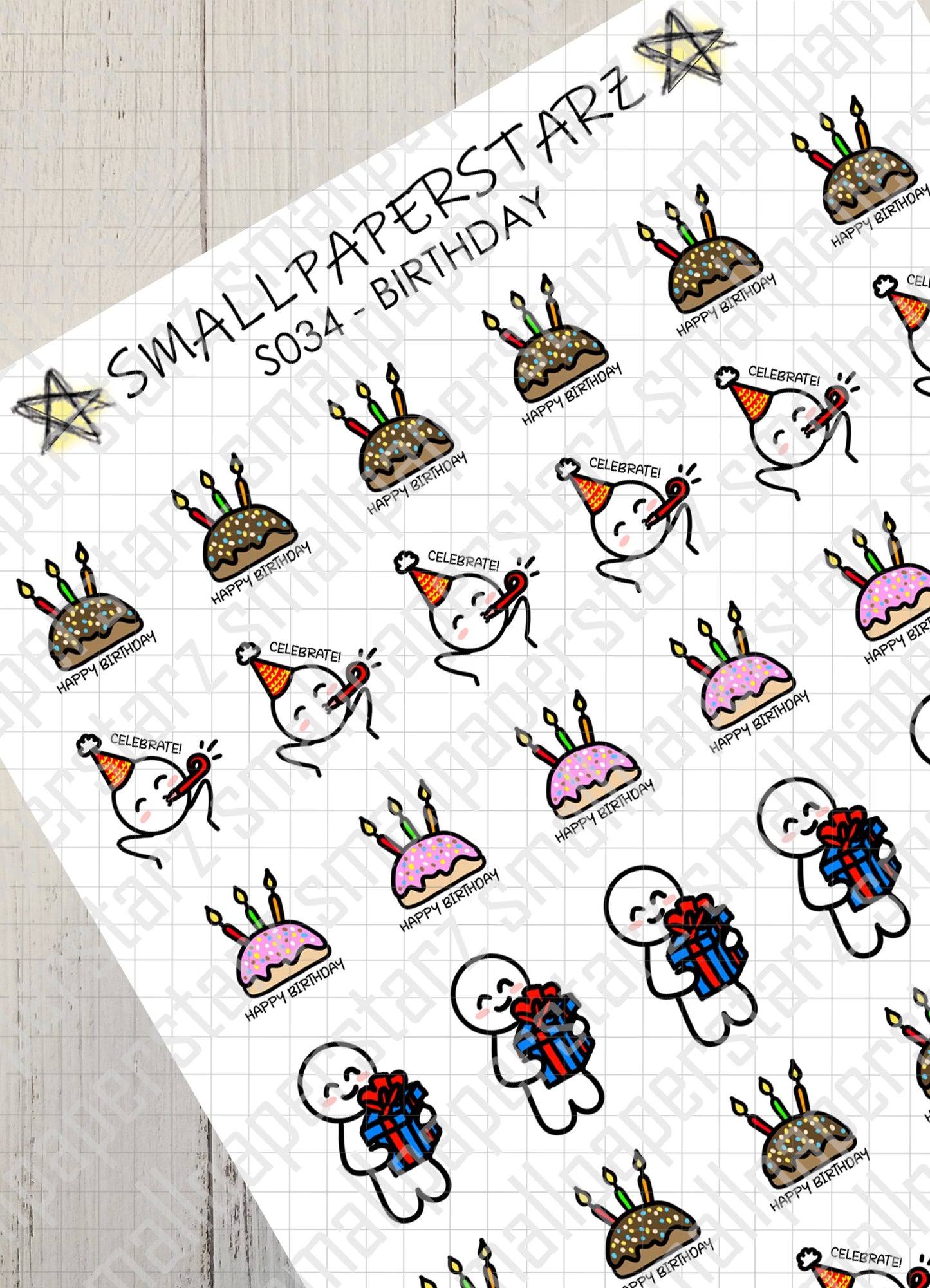 S034 - Birthday Party Sticker Sheet