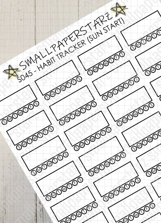 S045 - Habit Tracker (Sunday Start) Sticker Sheet