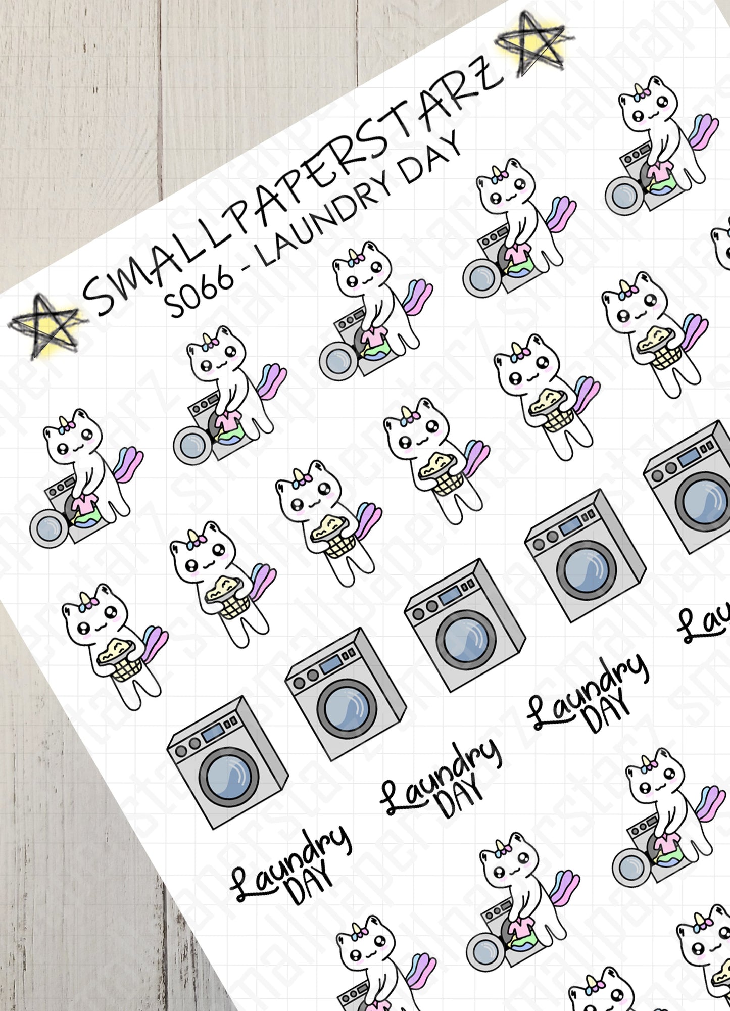 S066 - Lily The Cat Laundry Day Sticker Sheet